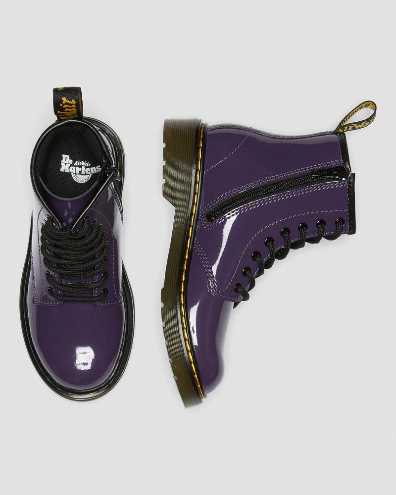 Purple Kids' Dr Martens Junior 1460 Patent Leather Lace Up Boots | CA 686EBC